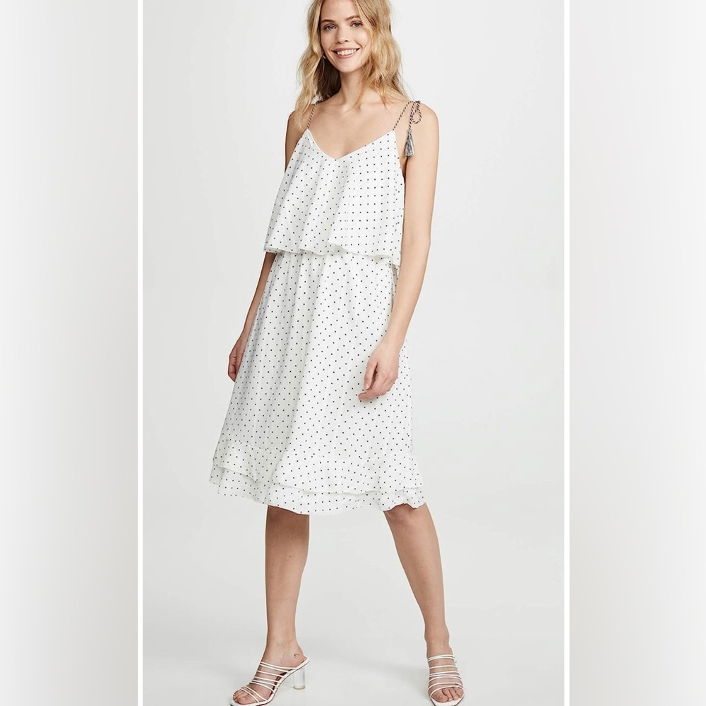 NWT Cupcakes & Cashmere Dress Polka Dot Tiered Ruffled Dress Size Small